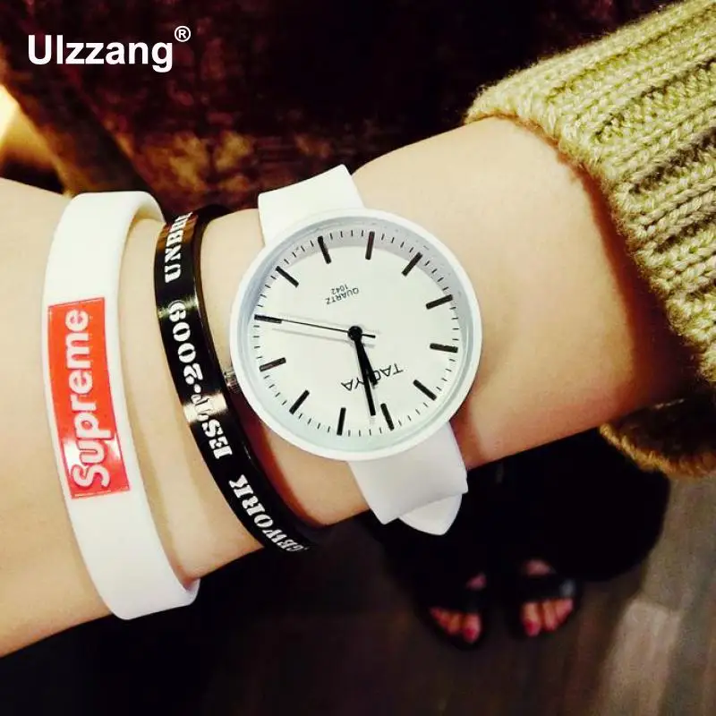 

New Fashion Cute Thin Soft Silicone Rubber Band Quartz Wristwatches Wrist Watch for Women Girls Students Mint Green Black