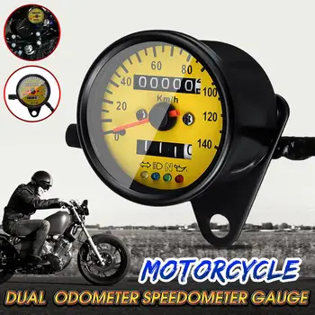 

Universal Motorcycle LED Backlight Dual Odometer KM/H Speedometer Gauge Mini Retro Tachometer Instruments