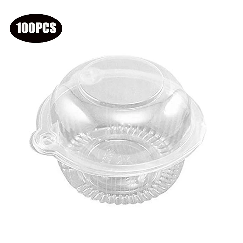 50pcs Cupcake Container Transparent Plastic Single Individual Cupcake