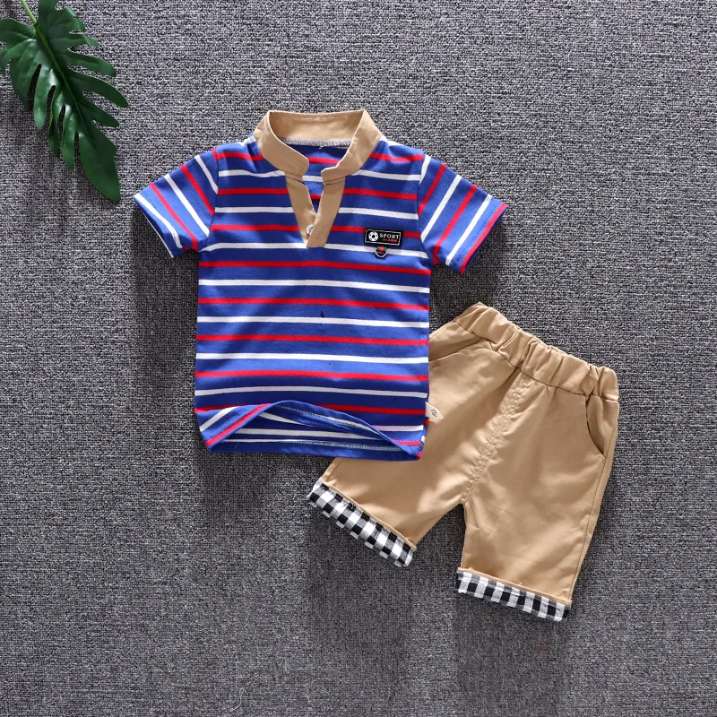 

Baby Boys Clothing Set 2019 Summer Children Stripe Shirt Toddler Sport Suit Boys Short Sleeve Outfit Clothes For 2 3 4 Years