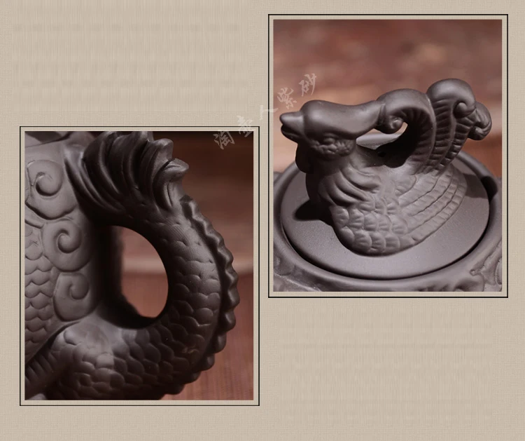 Kung Fu Tea Set Chinese Ceramic Teapot 210ml 1 Dragon Kungfu Tea Pot + 6 Cups Set Chinese Ceremony Small Capacity Gift