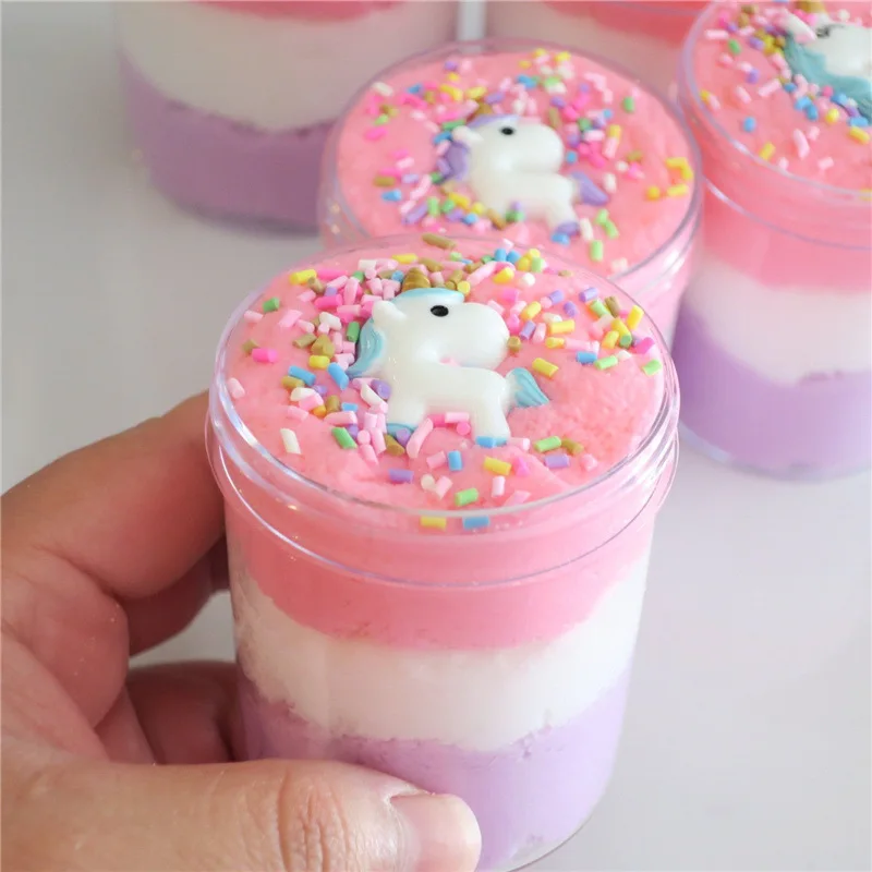 

DIY Unicornio Slime Fluffy Unicorn Clay 3 Colors Crystal Putty Fragrance Floam Silk Slime Antistress Mud Toys Kids Adults 150ml