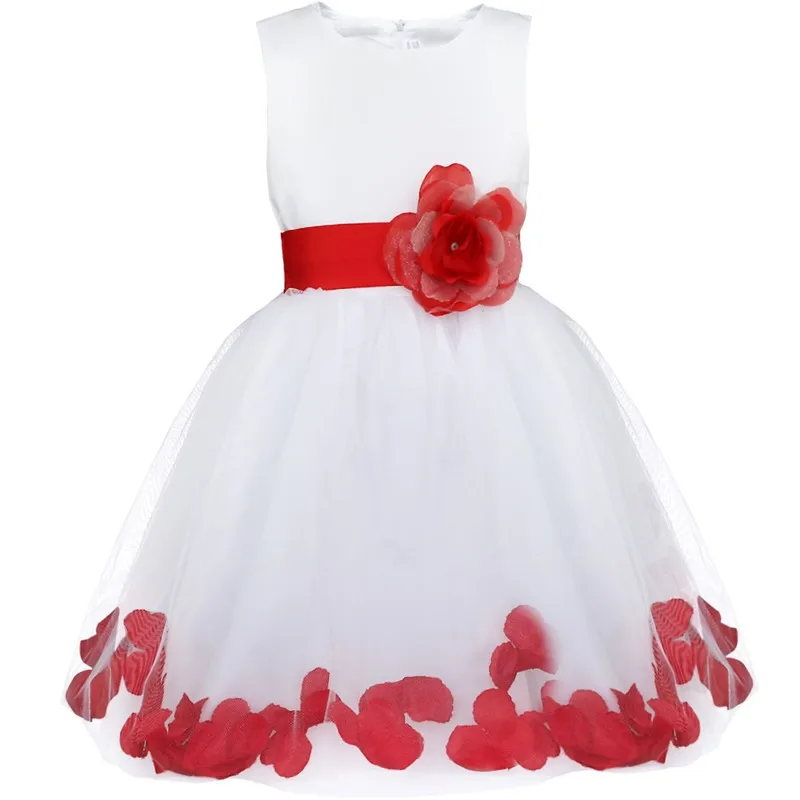 Детское праздничное платье из тюля с лепестками цветов для маленьких девочек; праздничное платье для свадебных торжеств; платье с цветочным узором для девочек; детское платье принцессы