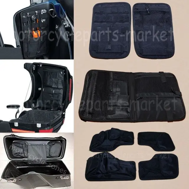 

Motorcycle Black Hard Saddlemen Saddlebag Tour Pak Lid Organizer Internal Bag Set For Harley Touring Models 1993-2013 12 11 10