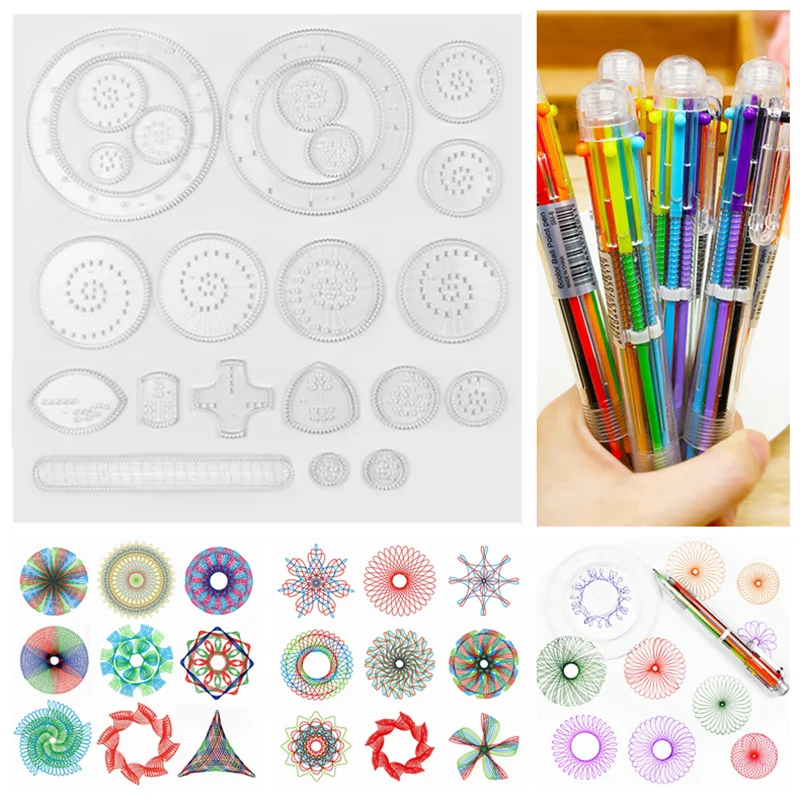 

Drawing Toy Set Students Art Tool Multi-function Spirograph Gears & Wheels Rulers Drafting Tools Educational Toys For Children
