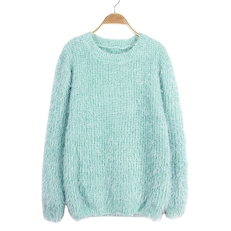 

2019 Sweater Women Candy Color Pullover Jacket Mohair Jumper Loose Sweaters Pull Femme Clothing Vestidos MMY002
