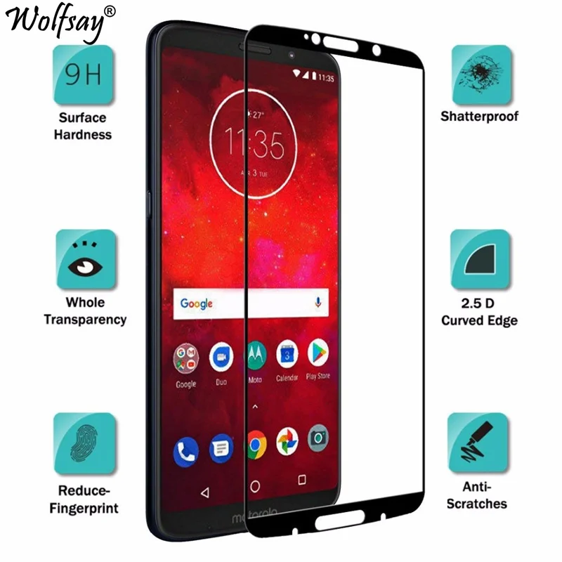 Full Cover Tempered Glass For Motorola Moto Z3 Play Screen Protector