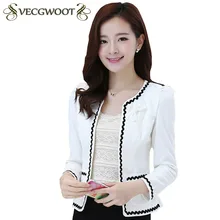 Сезон весна-осень; Для женщин короткий пиджак Новинка года тонкие длинные рукава большого размера M-3XL Блейзер Для женщин, модное платье с круглым вырезом для шеи, Блейзер KO05