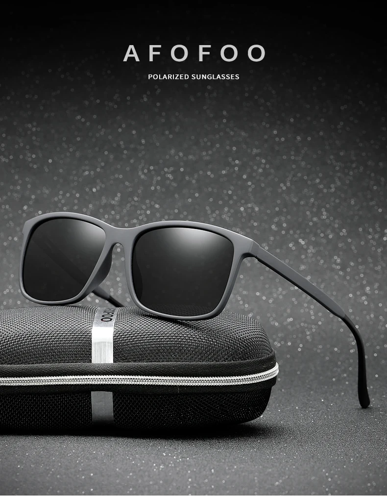 AFOFOO бренд дизайн Для мужчин HD поляризованные солнцезащитные очки TR90 Для мужчин квадратные очки, подходят для вождения, солнцезащитные очки, очки в UV400 Оттенки Óculos de sol