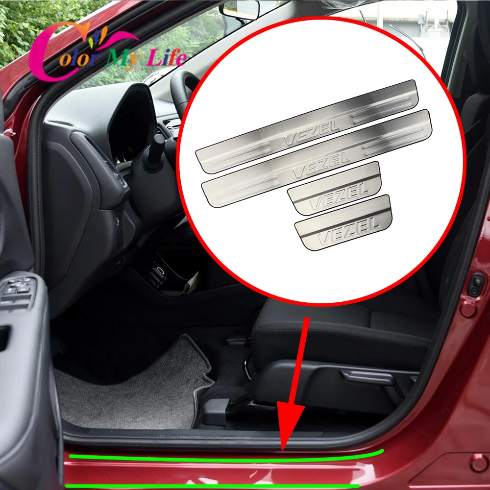 Накладка на порог двери автомобиля для Honda Vezel- нержавеющая сталь, накладки на межкомнатные двери, накладка на HR-V HRV наклейки