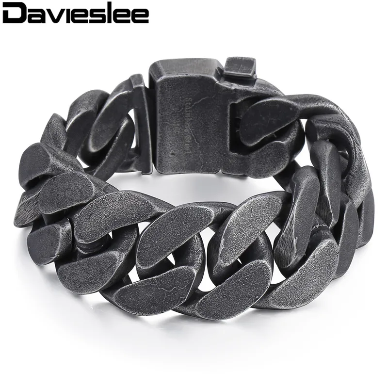 Мужская цепь Davieslee из нержавеющей стали 316L тяжелый браслет большой панцирный
