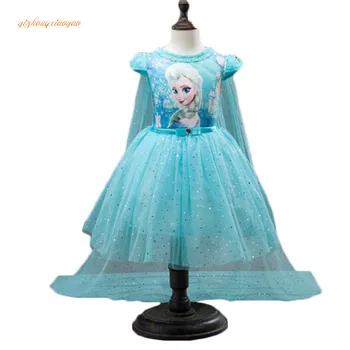 

Customs Fashion Girls Children Clothes Anna Elsa Dress Girl Baby Elza Dresses For Girl's Kids Princess Infantis 2-10 years old