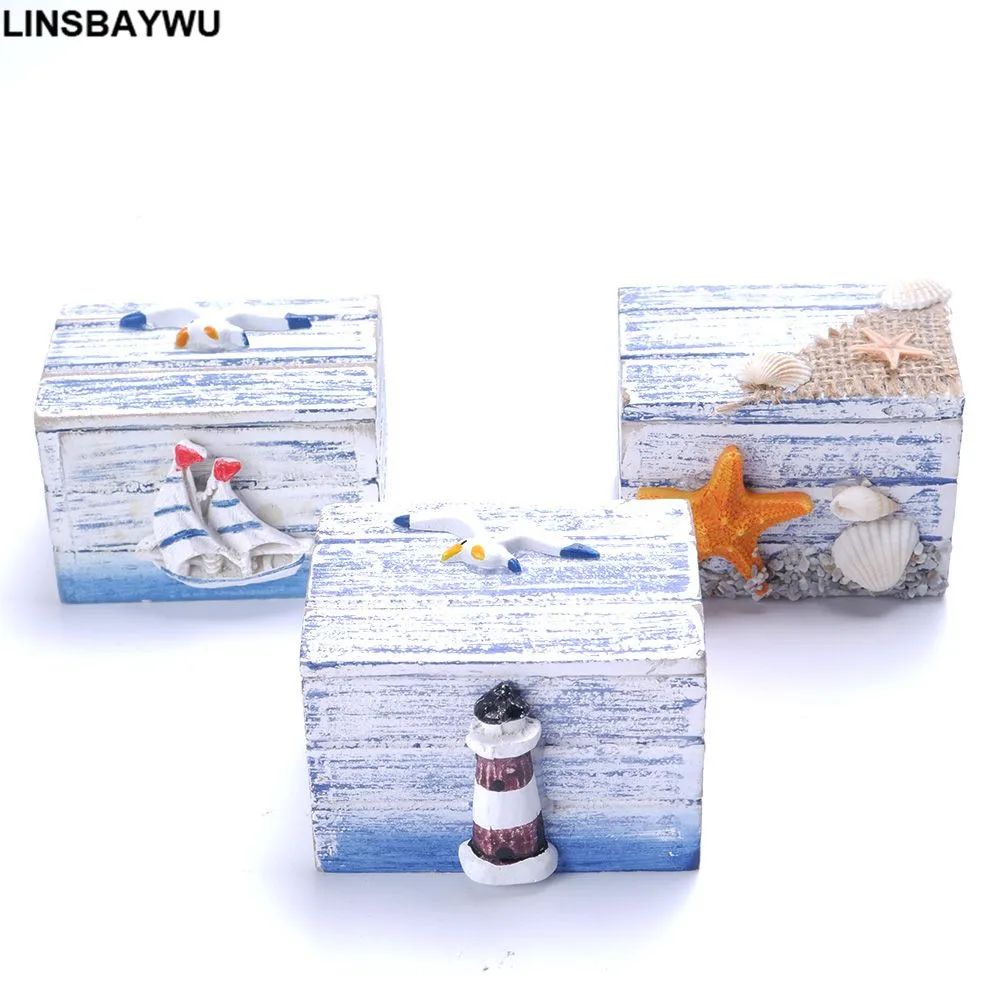 

Mini Sea Wooden Pirate Treasure Jewellery Storage Chest Craft Box Case Organiser Starfish
