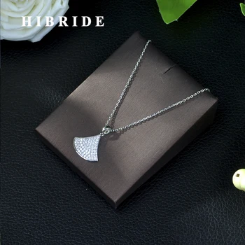 

HIBRIDE New Arrival Clear White Zirconia Stone Pendant & Necklaces For Woman Fashion Party Gift Jewelry P17