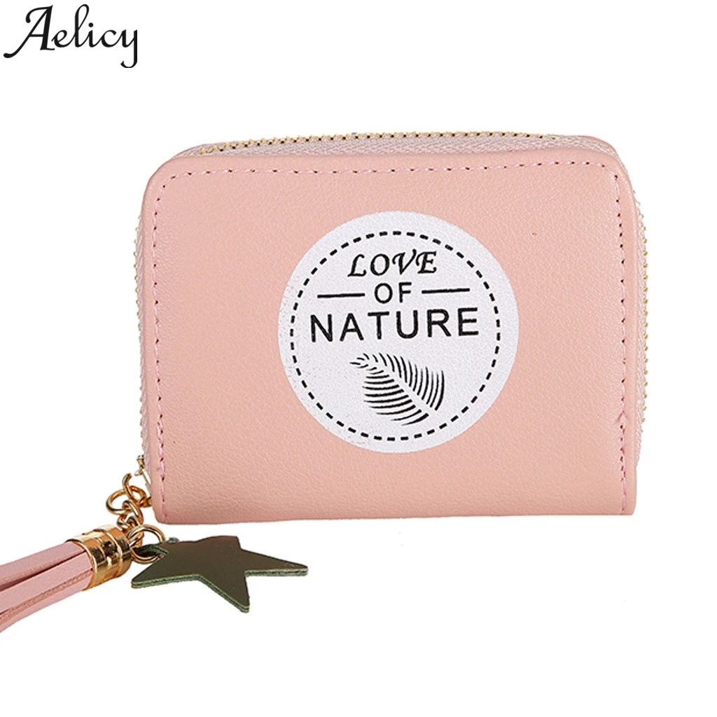 

Aelicy Women's Cute Letter Zipper Retro Small Zipper Girls Wallet Brand Design Pu Leather Ladies Purse Female Card Bag Wallet