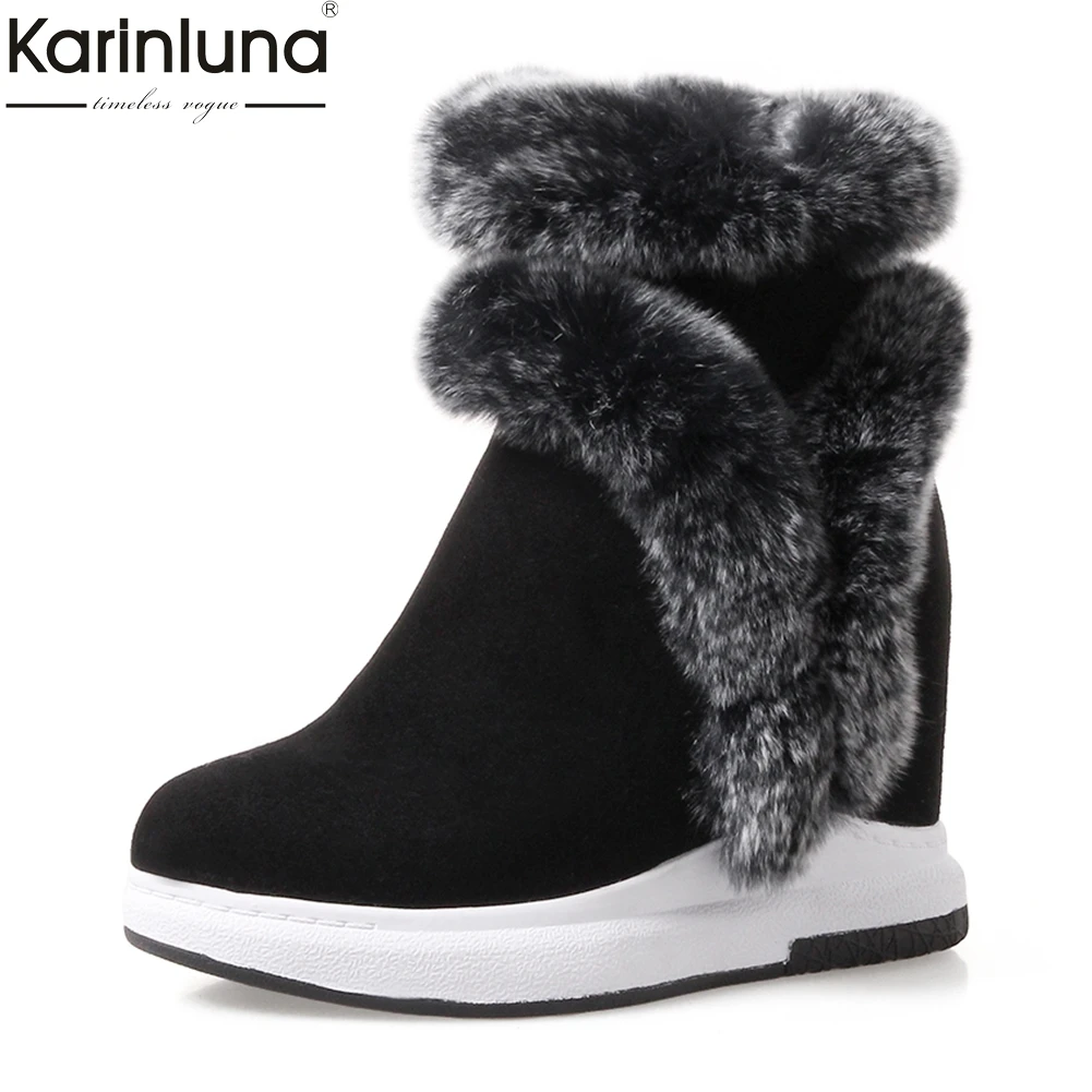 

2018 cow suede leather wholesale dropship warm plush winter boots woman shoes high heels zip up ankle boots shoes woman