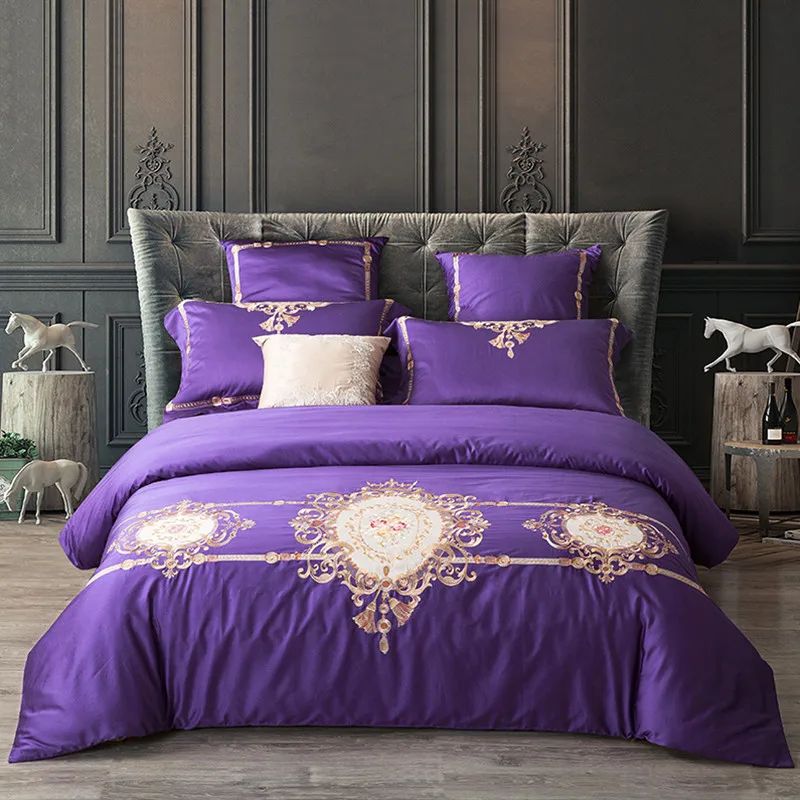 panlonghome 60s long plush cotton embroidery bedding set cotton bed sheet set with quilt