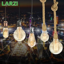 LARZI Винтаж Эдисон лампы E27 подвесной светильник в стиле ретро 220 В 40 Вт накаливания светильник A19 A60 ST64 T10 T45 T185 G80 G95 нити светильник лампочка