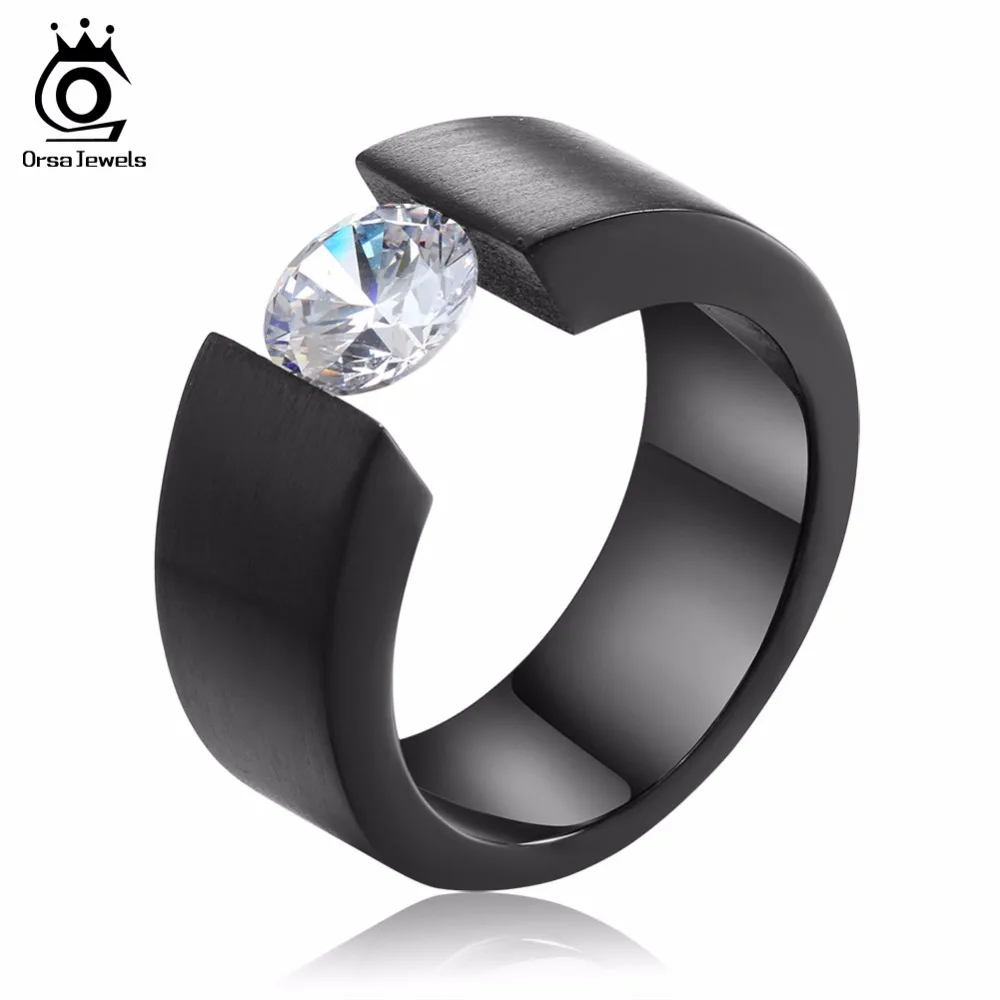 ORSA JEWELS 2019 Fashion Wedding Engagement Rings with 1ct Luxury AAA Austrian Cubic Zirconia for Men Women Jewelry Band GTR23