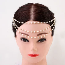 Многослойные бахромой жемчуг Ленточки жемчуг Сеть Hairband заколки блюдо Заколки для волос Группа аксессуары для Для женщин леди