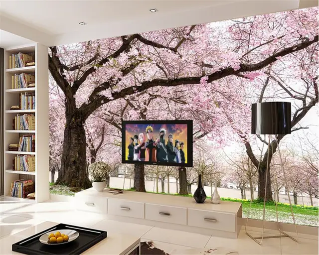 Beibehang Custom Wallpaper First Love Feeling Romantic Cherry Tree