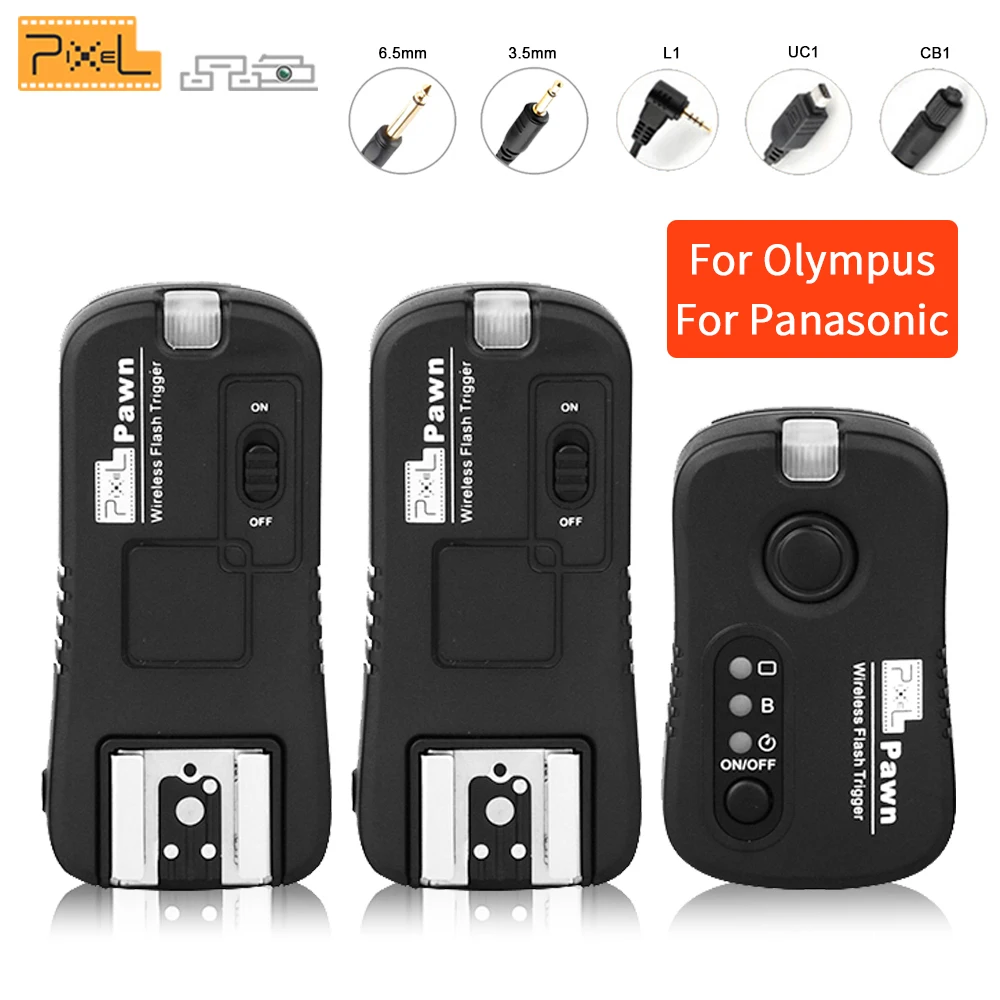 

Pixel Pown TF-364 Wireless Remote Control Shutter Release Flash Trigger 1* Transmitter & 2* Receiver For Olympus Panasonic Gf1