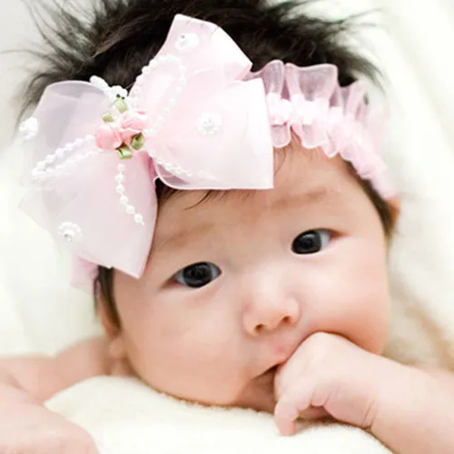 Baby Girl Headband Glitter Sequin Flower Rhinestone Pearl Christmas Dress Bow