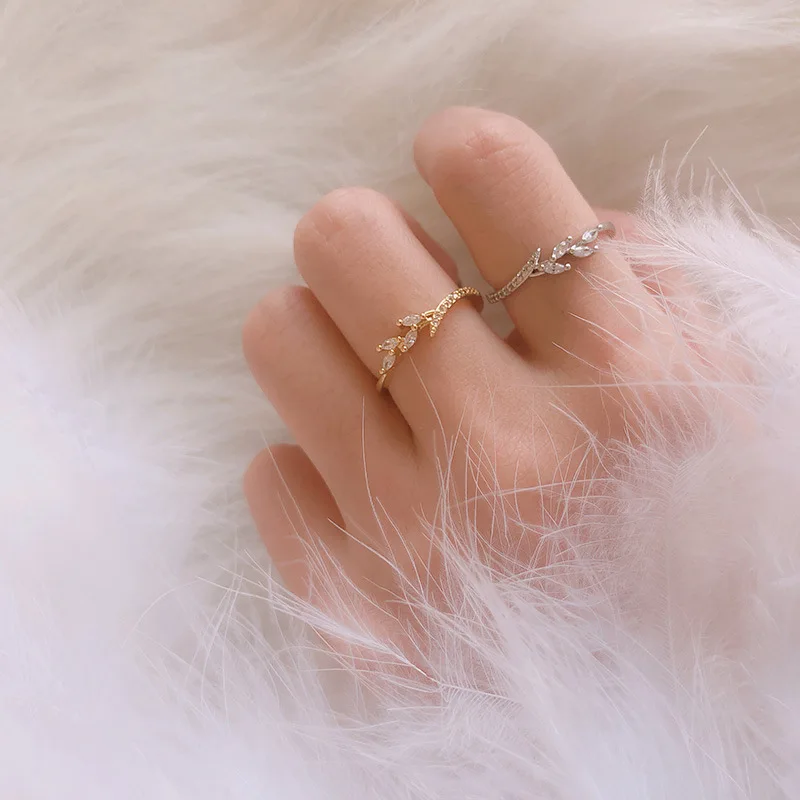 

Double Fair Luxury Floral Ring With Marquise Zircon Party Rings For Women Girls 2019 Fashion New 3 Color Jewelry Ring KBR336M