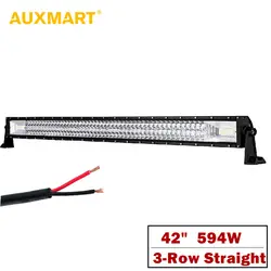 AUXMART Tri-ряд 42 "прямой светодиодный свет бар Offroad 594 Вт Combo Луч светодиодный свет работы дальнего светодиодный крючок пикап Внедорожник 4X4 12 В 24