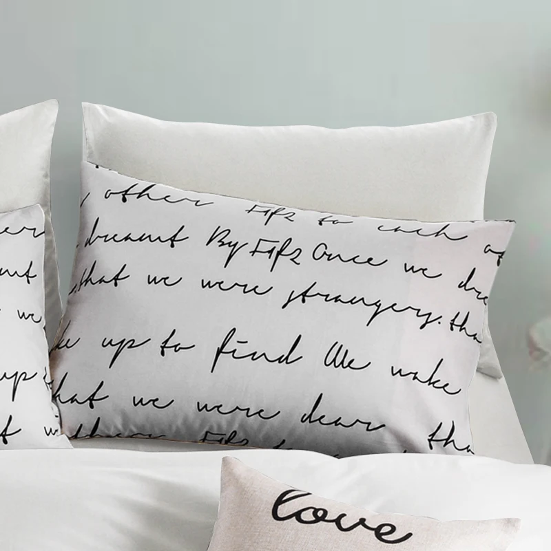 

Letter Pillow Case Pillowcase 50x70 50x75 50x80 70x70 Decorative Pillow Cover Bedding for Hotel Wedding White Black Gray Custom