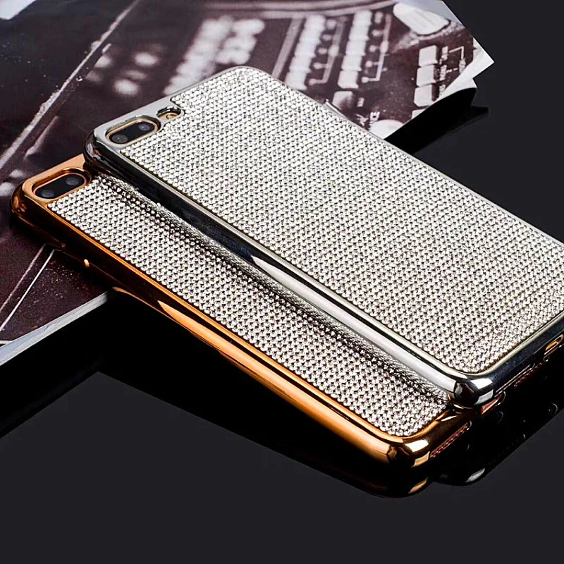 Luxury Bling Glitter metal diamond case for iPhone X 7 8 6 Plus 5.5 inch rhinestone (9)