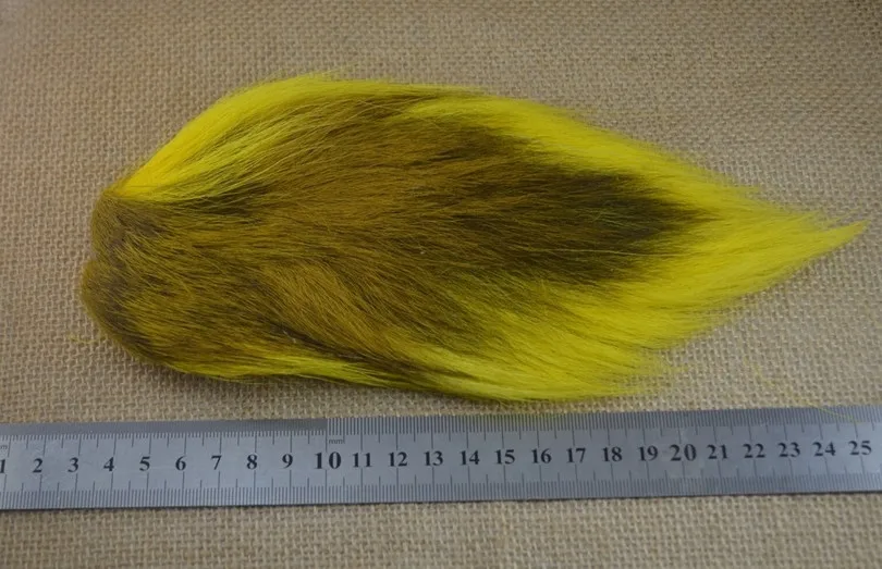 MNFT окрашенный олень хвост волосы мех Bucktail Buck муха завязывание соленой воды мухи сухие для завязывания мух Материал желтый зеленый синий натуральный цвет