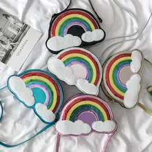 Индивидуальные лазерные Радужные Блестки сумка на плечо для девочек милый мультфильм маленький свежий облако кожаная сумочка вечерние сумки Прямая поставка