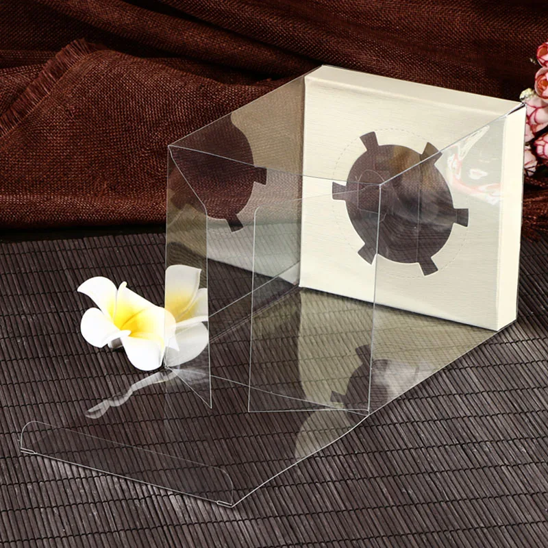 

20pcs Clear PVC box with Multicolored Base Jewelry&Doll display Box and Cake&Candy packaging Gift box multi size 12x12x6cm