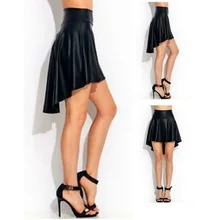 Сексуальная женская черная мини-юбка из искусственной кожи с завышенной талией
