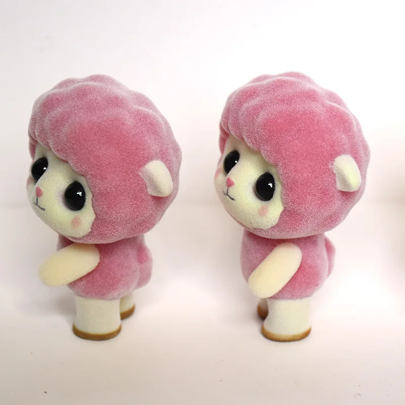 ПВХ Флокированная кукла игрушки Kawaii Мини розовая овечка украшения для девочек