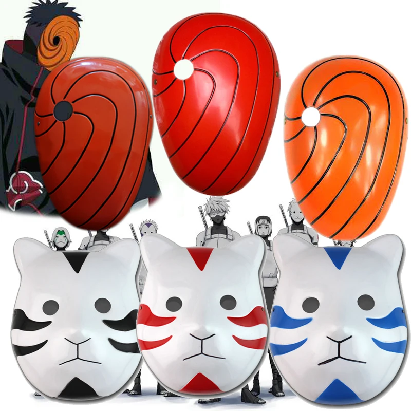 

6styles Janpan Cartoon Naruto Tobi Uchiha Obito Uchiha Madara Mask Cat Face Mask Cosplay Party PVC Mask For Children #E