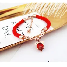 Ювелирные изделия и аксессуары, модные ювелирные браслеты. Титановая сталь Розовое золото Зодиак Свинья красный веревочный браслет