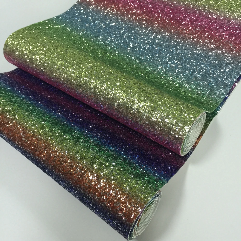 

New Rainbow Chunky Glitter Fabric Material Mini Roll 25cm x 138cm for Crafts,Applique,Christmas Wall border,Wallpaper,Hair bows