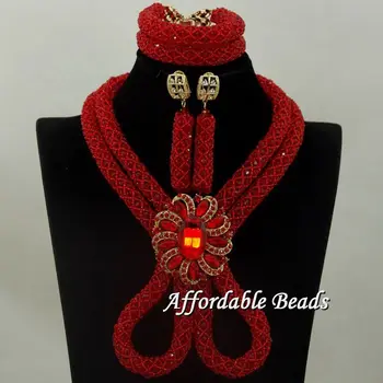 

Long Statement Necklace Earring with Brooches Nigerian Wedding Set Handmade Indian Dubai Bridal Party Accessories hx020