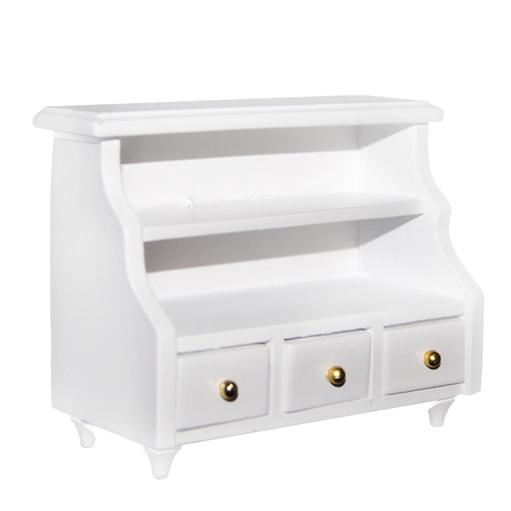 Modern 1/12 Scale Bathroom Toilet Cabinet Dollhouse Miniatures Furniture White
