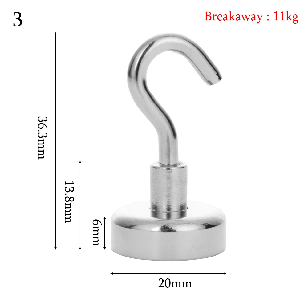 1 шт. 4/13/24LB мощная магнитная стеллаж для хранения с крючком для тяжелых условий эксплуатации Вешалка Бытовая Неодимовый подвесной крюк холодильник - Цвет: 11kg(24LB)