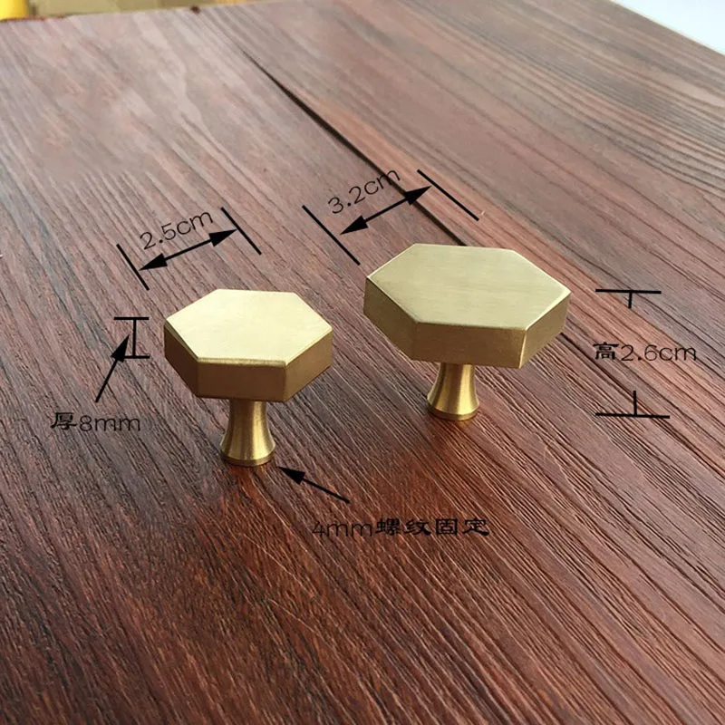 

4pcs/lot Brass Hexagon Knobs Cabinet Knob Handle Dresser Knobs Drawer Pulls Handles Antique Kitchen Furniture Hardware Free Ship