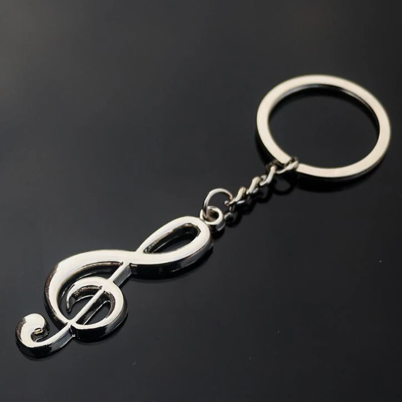 

Trendy Musical Note Key Chain Silver Color Music Symbol Key Chains Key Rings Handbag Accessories for Women Gift Jewelry AK06