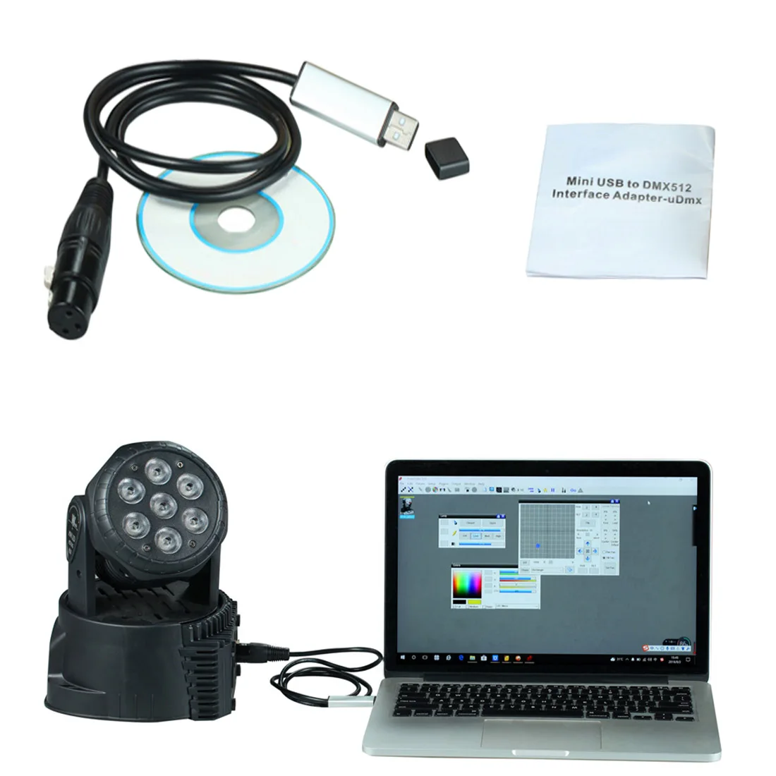 

PC DMX512 Controller Dimmer DMX USB Signal Conversion USB to DMX Interface Adapter Cable 110cm Length Stage Light