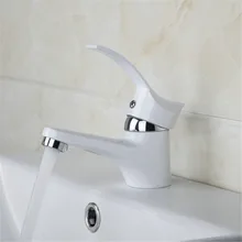 Белый Живописи Кухня Ванная Комната Кухонный Кран На Бортике Белый Живопись Латунь Раковина Смеситель Горячей и Холодной
