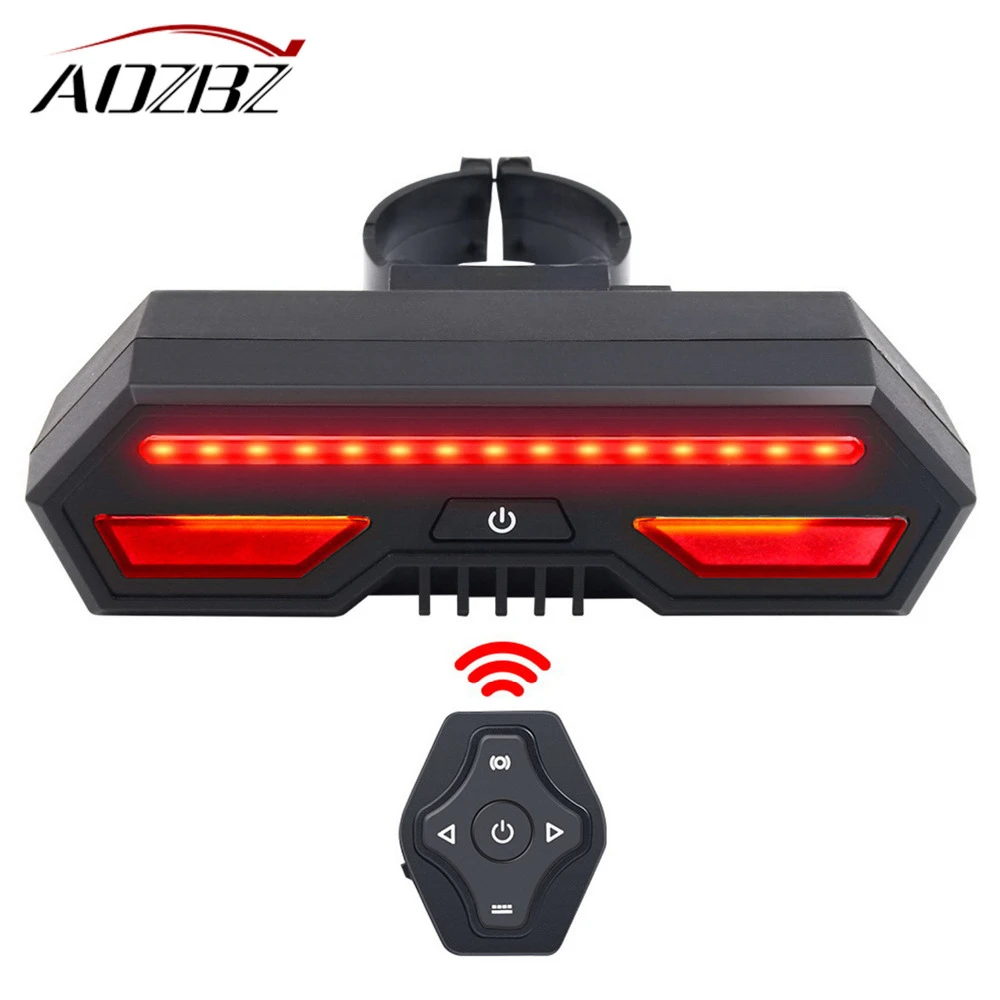 LED Bicycle Rear Light Tail Lamp Wireless Remote Intelligent Turn Signal USB