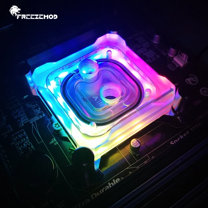 FREEZEMOD компьютер PC cpu кулер для воды блок AMD AM2 AM3 AM4 3pin 5V светильник медная пластина основания водяного охлаждения. AMD-PK5E