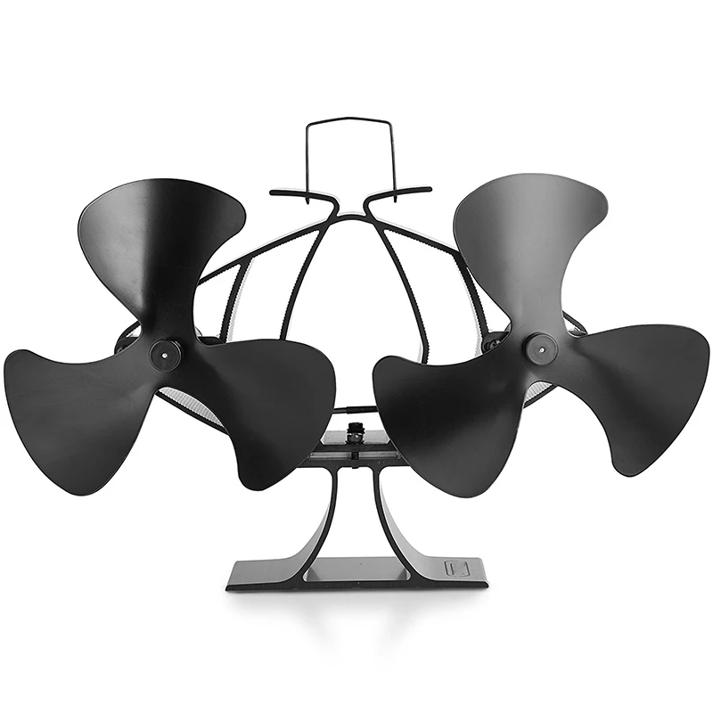 

6-Blade Twin Motor Double Heat Powered Wood Stove Fan - Ultra Quiet Fireplace Wood Burning Eco Fan For Efficient Heater Transfer