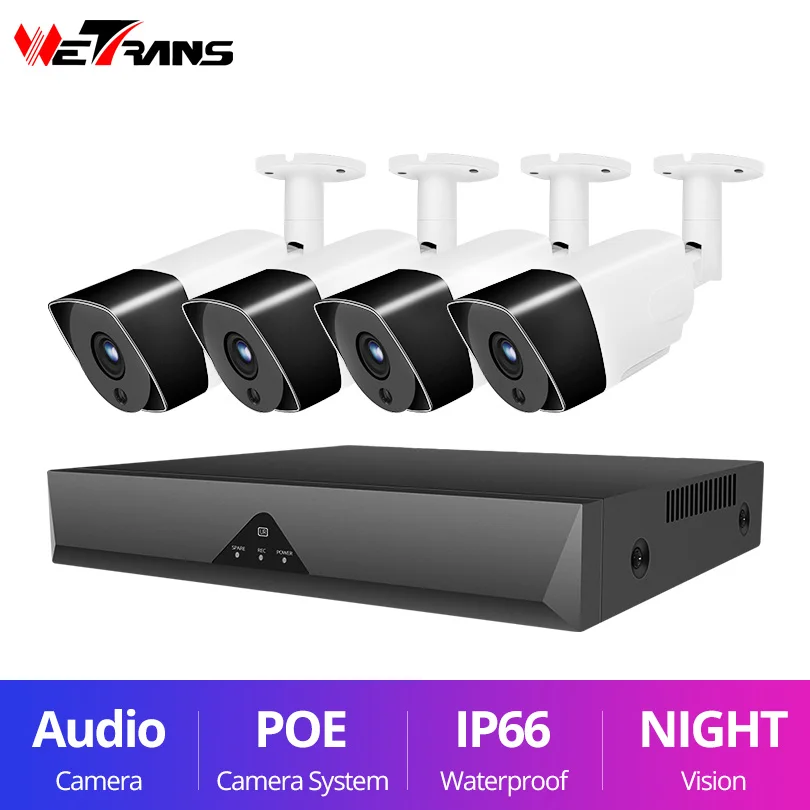 

Wetrans CCTV System 3MP Surveillance Camera Kit POE H.265 1080P NVR Audio Security Monitoring Weatherproof Camera Set Home Cam
